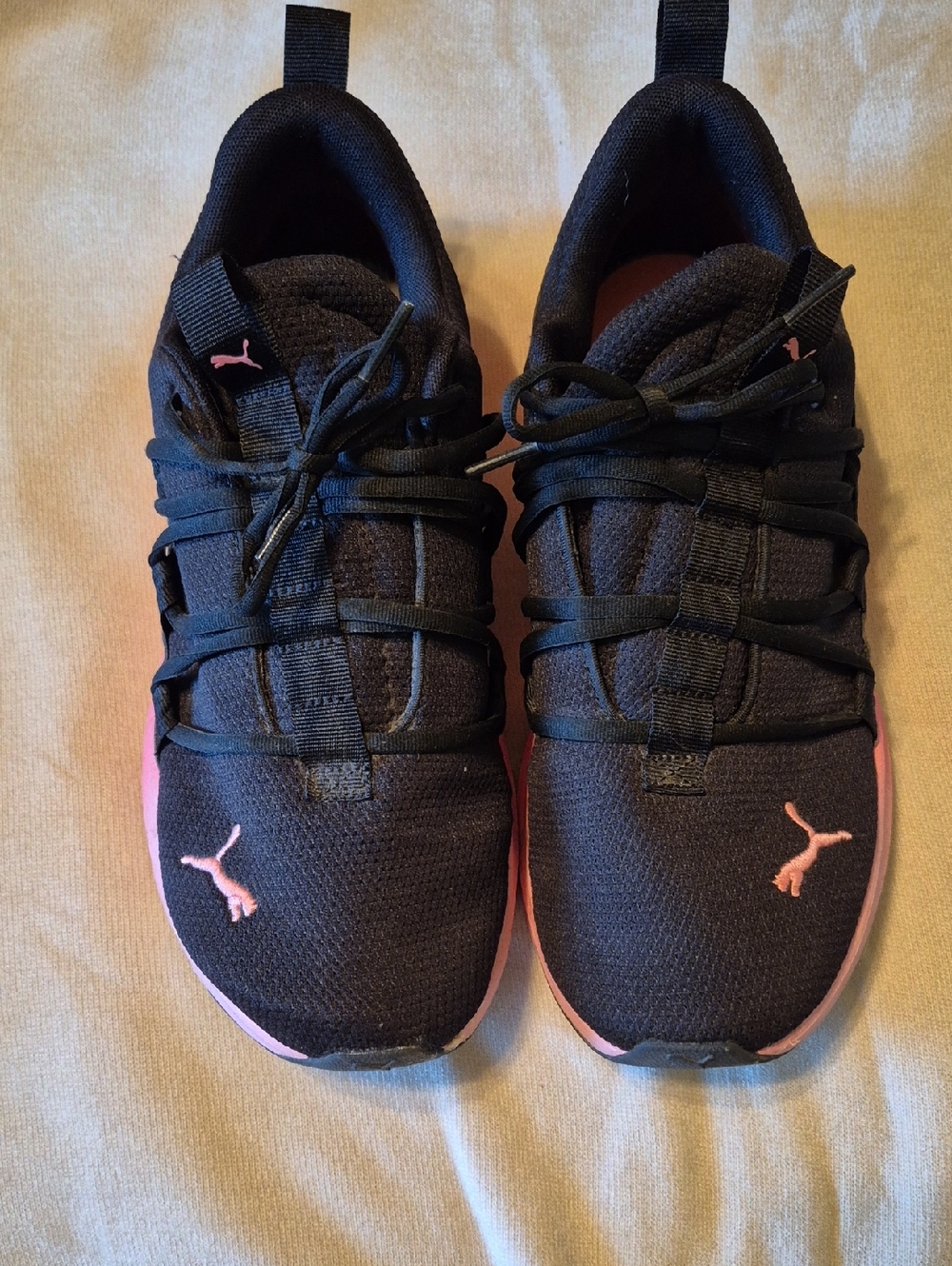 Puma Adult Black Sneakers with Pink Accents